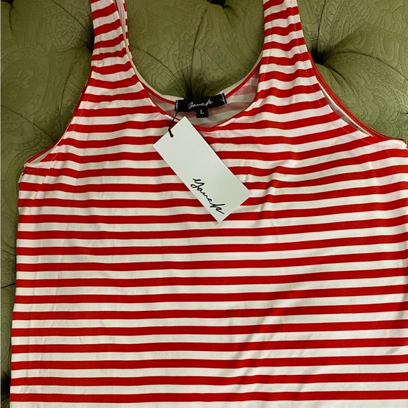 Yana K Ava Tank Top Red/White Stripes Size Large NWT - Picture 1 of 6